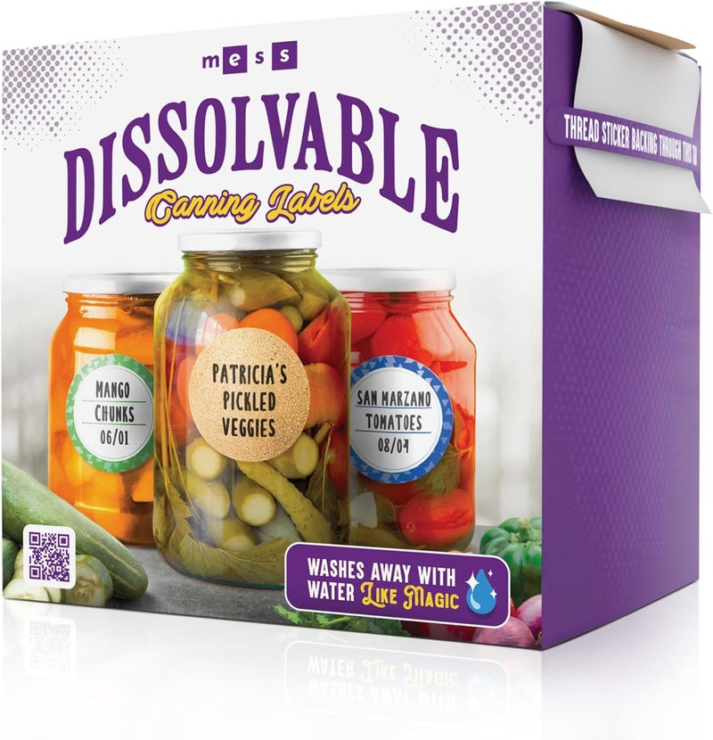 MESS Dissolvable Canning Labels – 200 Kraft 2.5" Removable Mason Jar Stickers for Jars, Containers, Homemade Jam, and Food Storage - Image 3
